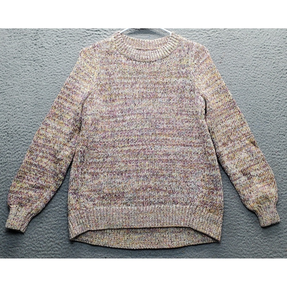 LOFT Sweater Womens Small Multicolor Twist Yarn Chunky Knit‎ Crew Neck Pullover